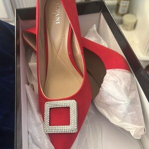 Alfani red Swede shoes with silver buckle